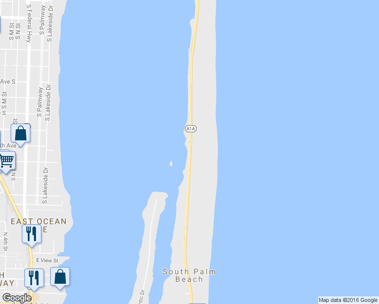 map of restaurants, bars, coffee shops, grocery stores, and more near 3360 South Ocean Boulevard in Palm Beach