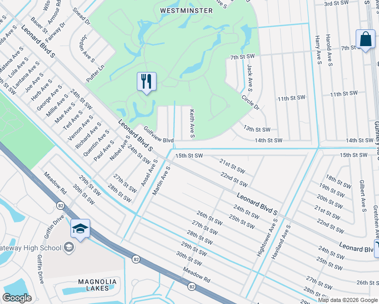 map of restaurants, bars, coffee shops, grocery stores, and more near in Lehigh Acres