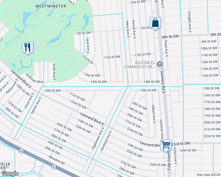 map of restaurants, bars, coffee shops, grocery stores, and more near 4622 15th Street Southwest in Lehigh Acres