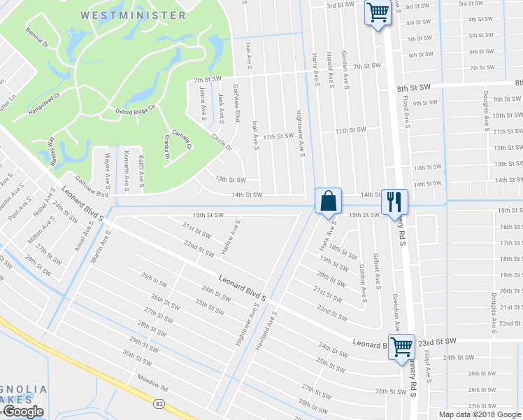 map of restaurants, bars, coffee shops, grocery stores, and more near 4628 15th Street Southwest in Lehigh Acres