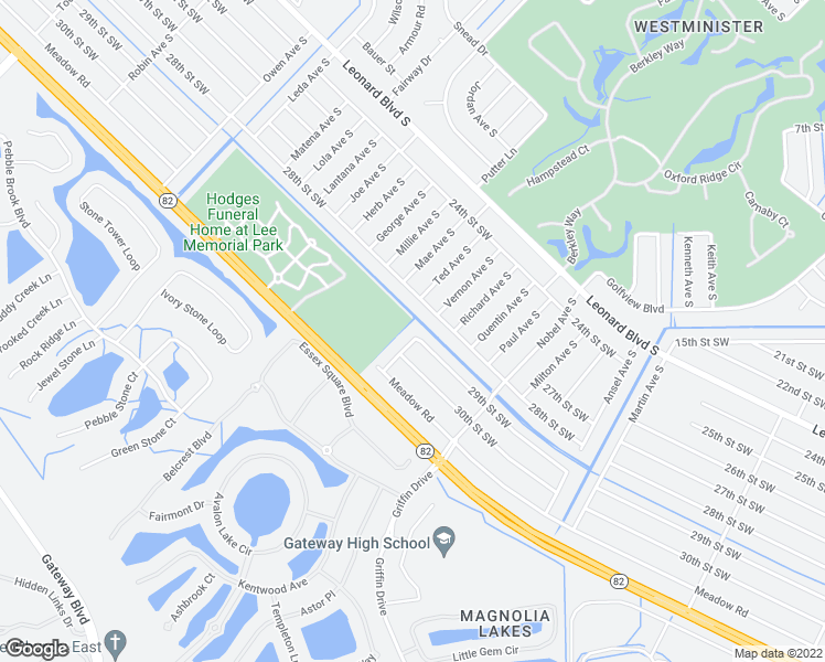 map of restaurants, bars, coffee shops, grocery stores, and more near 2900 Vernon Avenue South in Lehigh Acres