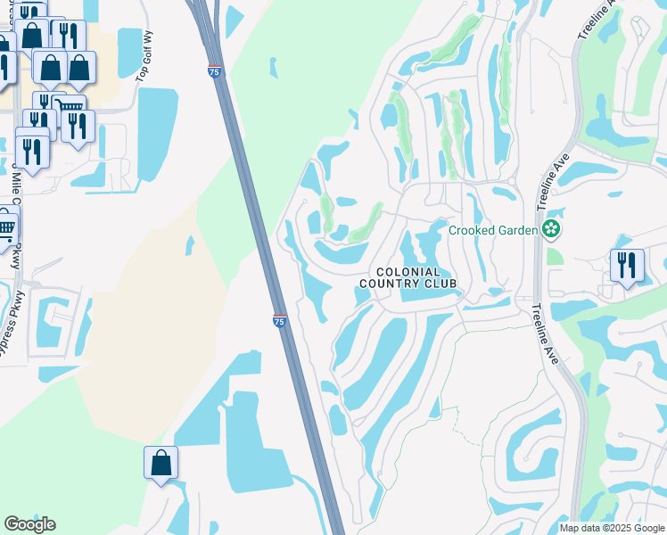 map of restaurants, bars, coffee shops, grocery stores, and more near 10030 Oakhurst Way in Fort Myers