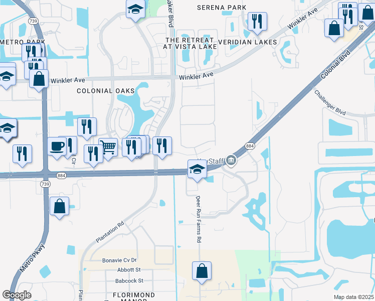 map of restaurants, bars, coffee shops, grocery stores, and more near 4341 Lemongrass Drive in Fort Myers