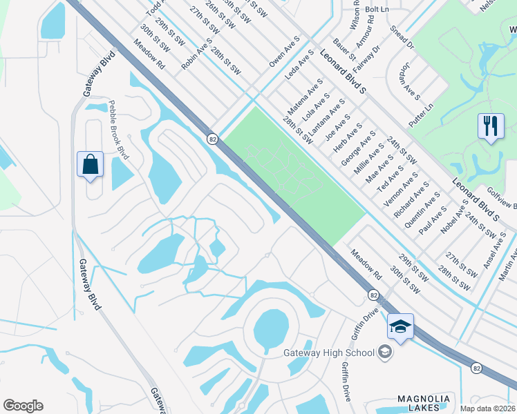 map of restaurants, bars, coffee shops, grocery stores, and more near 12742 Ivory Stone Loop in Fort Myers