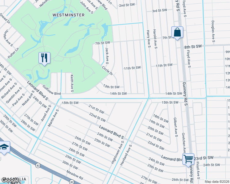 map of restaurants, bars, coffee shops, grocery stores, and more near 4716 14th Street Southwest in Lehigh Acres