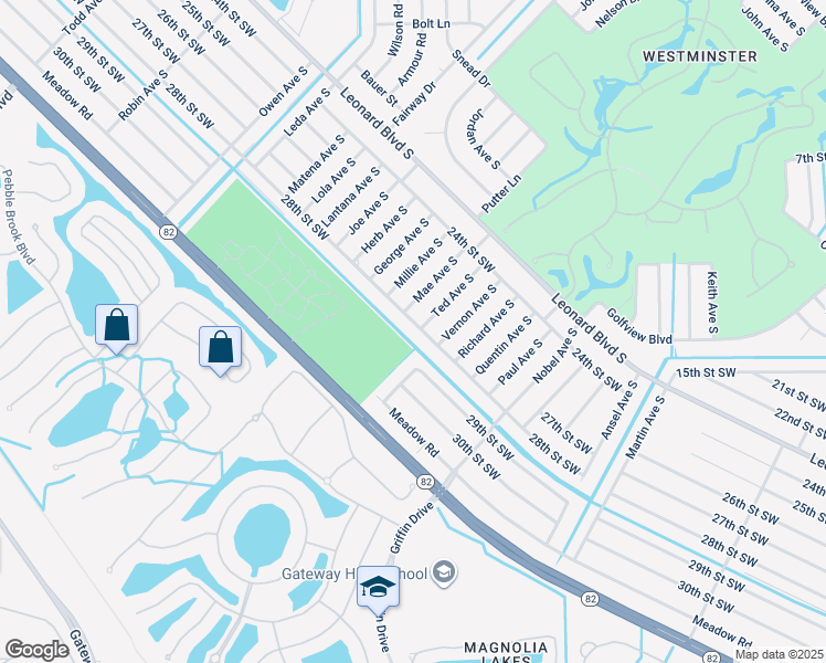 map of restaurants, bars, coffee shops, grocery stores, and more near 4915 28th Street Southwest in Lehigh Acres