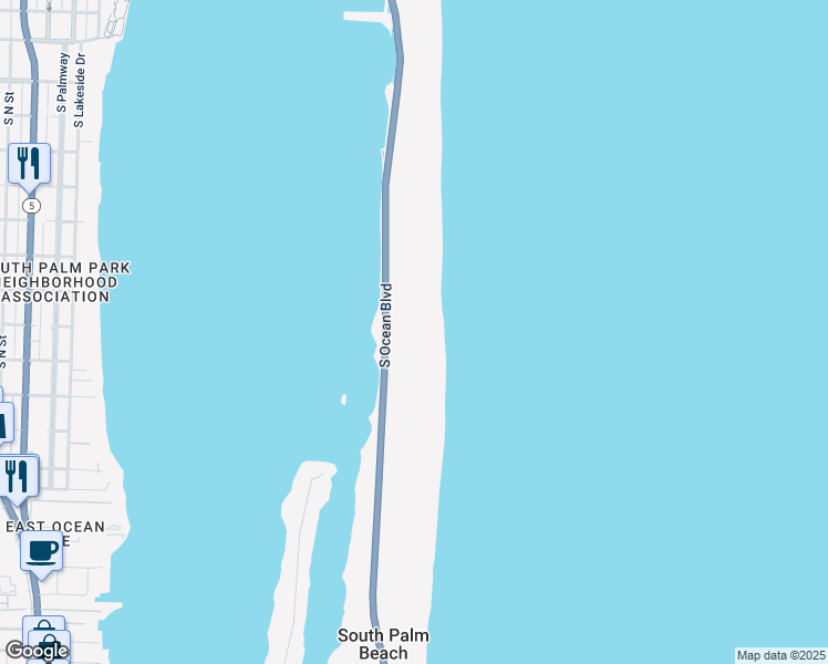 map of restaurants, bars, coffee shops, grocery stores, and more near 3360 South Ocean Boulevard in Palm Beach