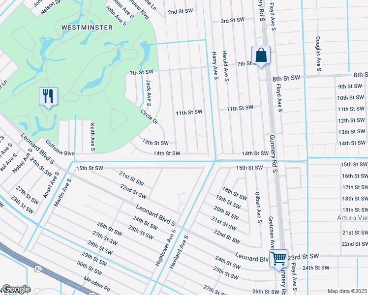 map of restaurants, bars, coffee shops, grocery stores, and more near 1311 Ivan Avenue South in Lehigh Acres