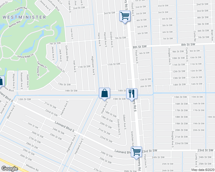 map of restaurants, bars, coffee shops, grocery stores, and more near 1138 Harold Avenue South in Lehigh Acres