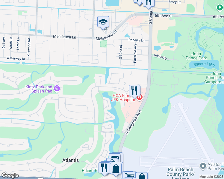 map of restaurants, bars, coffee shops, grocery stores, and more near 169 Atlantis Boulevard in Lake Worth