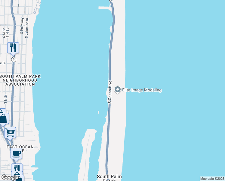map of restaurants, bars, coffee shops, grocery stores, and more near 3390 Florida A1A in Palm Beach