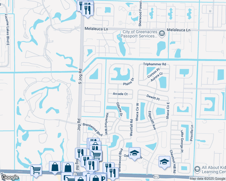 map of restaurants, bars, coffee shops, grocery stores, and more near 6187 Wauconda Way West in Lake Worth