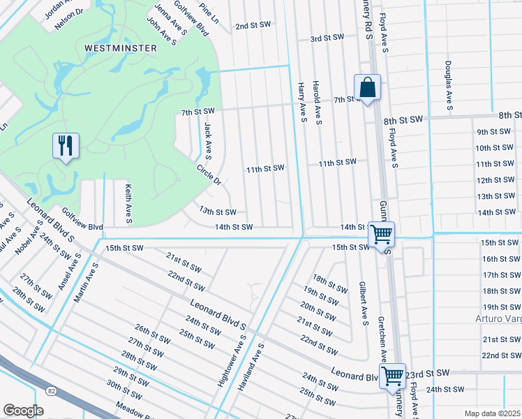 map of restaurants, bars, coffee shops, grocery stores, and more near 1121 Ivan Avenue South in Lehigh Acres