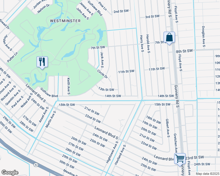 map of restaurants, bars, coffee shops, grocery stores, and more near 1112 Circle Drive in Lehigh Acres
