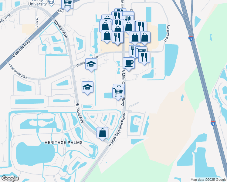 map of restaurants, bars, coffee shops, grocery stores, and more near 8546 Bernwood Cove Loop in Fort Myers
