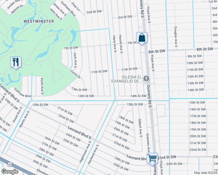 map of restaurants, bars, coffee shops, grocery stores, and more near 1134 Hightower Avenue South in Lehigh Acres