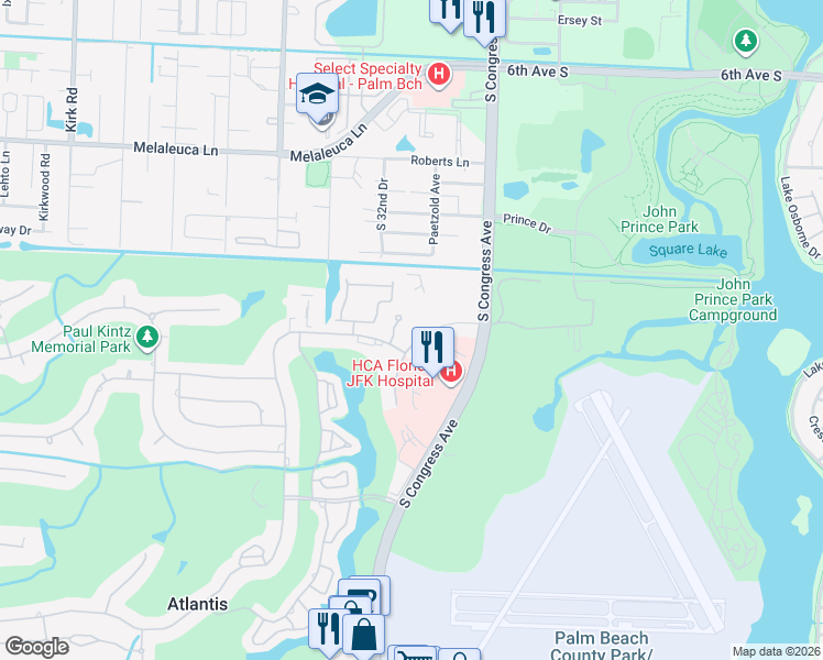 map of restaurants, bars, coffee shops, grocery stores, and more near 9 Atrium Circle in Atlantis