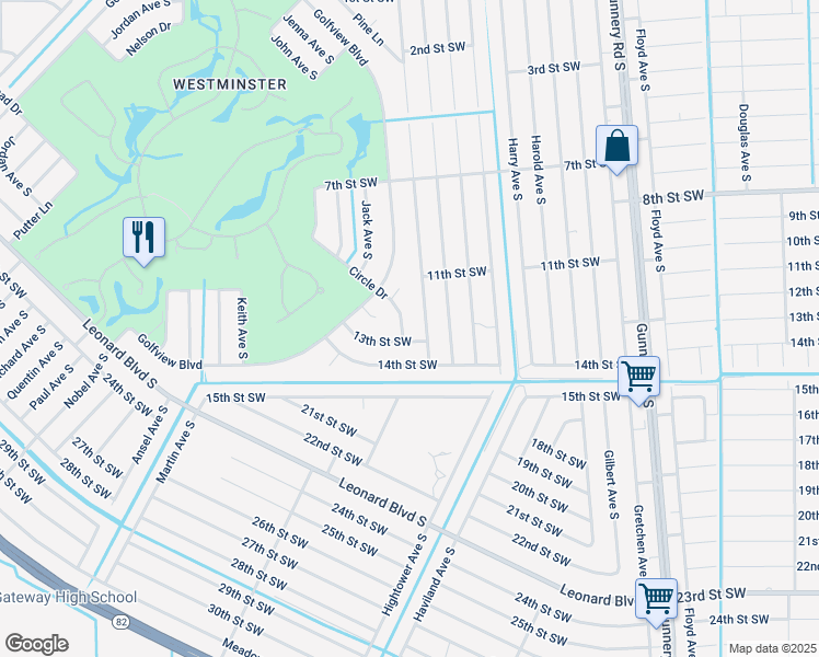 map of restaurants, bars, coffee shops, grocery stores, and more near 1112 Circle Drive in Lehigh Acres