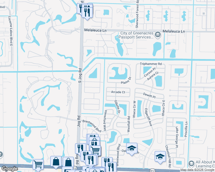map of restaurants, bars, coffee shops, grocery stores, and more near 6198 Wauconda Way West in Lake Worth