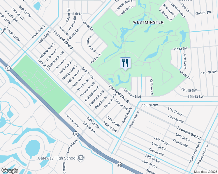 map of restaurants, bars, coffee shops, grocery stores, and more near 4855 Leonard Boulevard South in Lehigh Acres