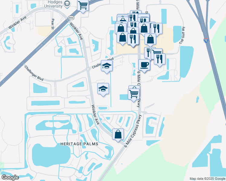 map of restaurants, bars, coffee shops, grocery stores, and more near 8380 Bernwood Cove Loop in Fort Myers