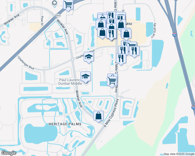 map of restaurants, bars, coffee shops, grocery stores, and more near 8358 Bernwood Cove Loop in Fort Myers