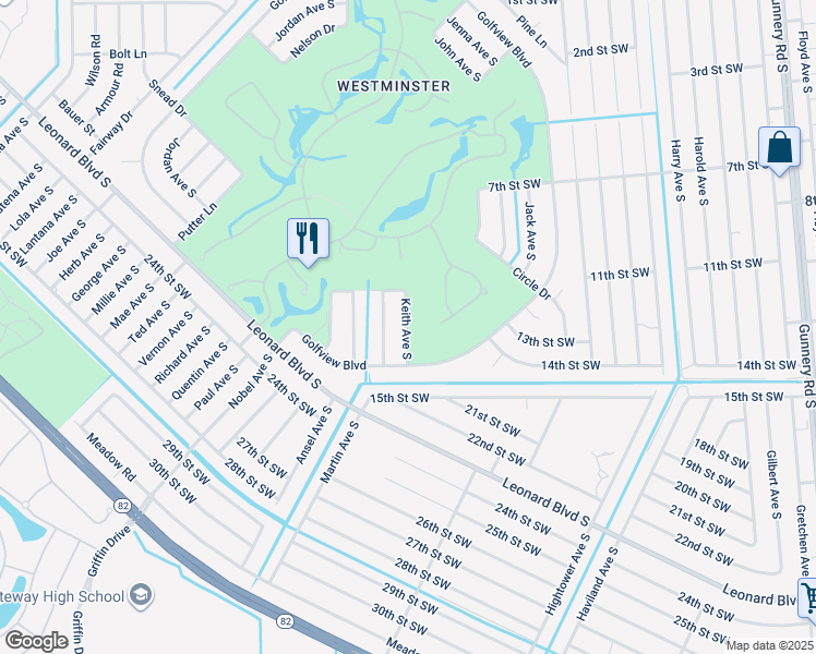 map of restaurants, bars, coffee shops, grocery stores, and more near 2212 Keith Avenue South in Lehigh Acres