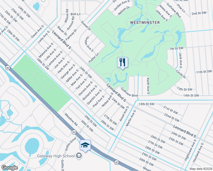 map of restaurants, bars, coffee shops, grocery stores, and more near 4855 Leonard Boulevard South in Lehigh Acres