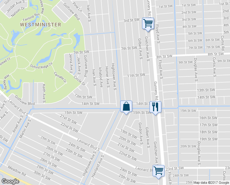 map of restaurants, bars, coffee shops, grocery stores, and more near 1130 Hightower Avenue South in Lehigh Acres