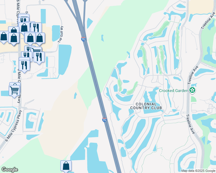 map of restaurants, bars, coffee shops, grocery stores, and more near 10076 Oakhurst Way in Fort Myers