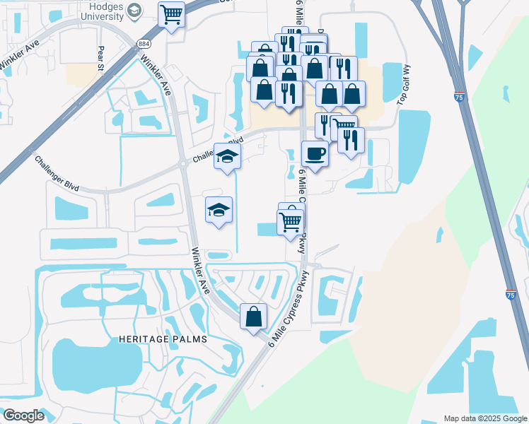 map of restaurants, bars, coffee shops, grocery stores, and more near 8546 Bernwood Cove Loop in Fort Myers