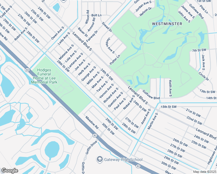map of restaurants, bars, coffee shops, grocery stores, and more near 2408 Vernon Avenue South in Lehigh Acres