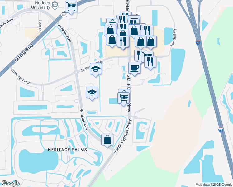 map of restaurants, bars, coffee shops, grocery stores, and more near 8546 Bernwood Cove Loop in Fort Myers