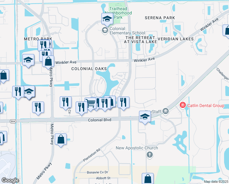 map of restaurants, bars, coffee shops, grocery stores, and more near 4327 Bellasol Circle in Fort Myers