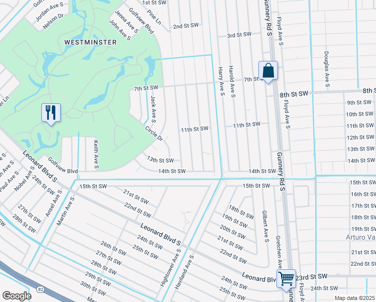 map of restaurants, bars, coffee shops, grocery stores, and more near 1121 Ivan Avenue South in Lehigh Acres