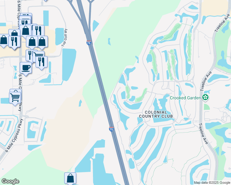 map of restaurants, bars, coffee shops, grocery stores, and more near 10076 Oakhurst Way in Fort Myers
