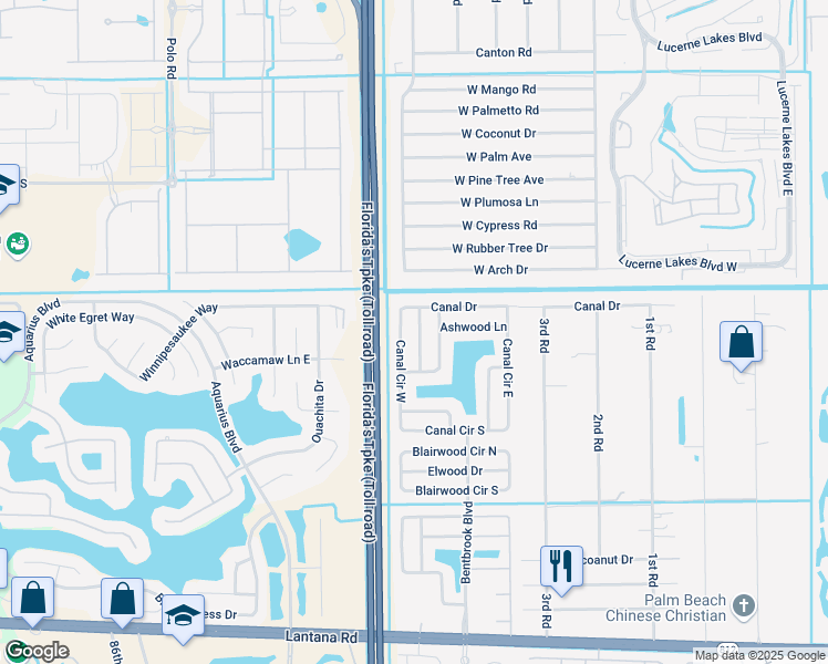 map of restaurants, bars, coffee shops, grocery stores, and more near 5247 Edgewood Dr in Lake Worth