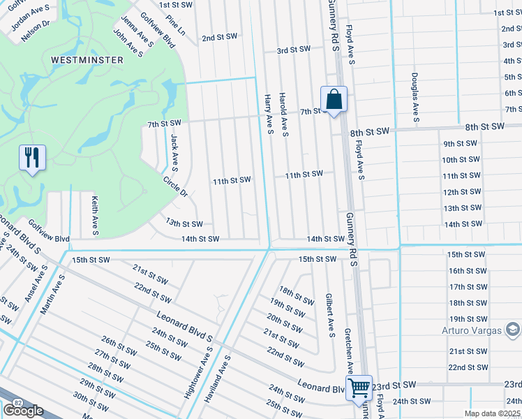 map of restaurants, bars, coffee shops, grocery stores, and more near 1125 Hightower Avenue South in Lehigh Acres