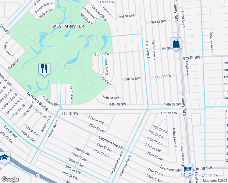 map of restaurants, bars, coffee shops, grocery stores, and more near 1112 Circle Drive in Lehigh Acres