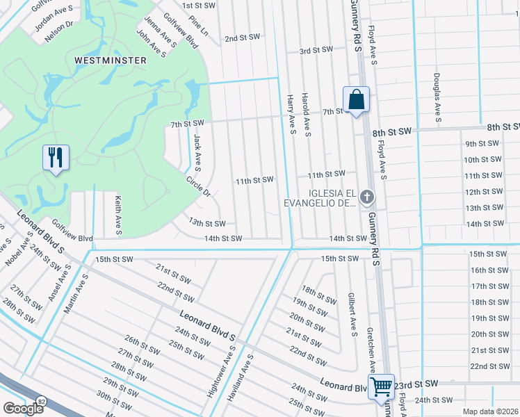 map of restaurants, bars, coffee shops, grocery stores, and more near 1120 Homer Avenue South in Lehigh Acres
