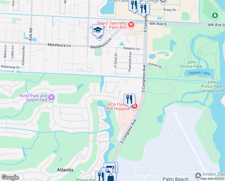 map of restaurants, bars, coffee shops, grocery stores, and more near 105 Palm Circle in Lake Worth