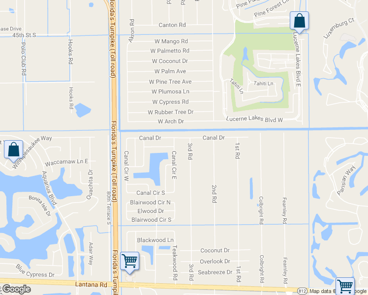 map of restaurants, bars, coffee shops, grocery stores, and more near 5101 3rd Road in Lake Worth