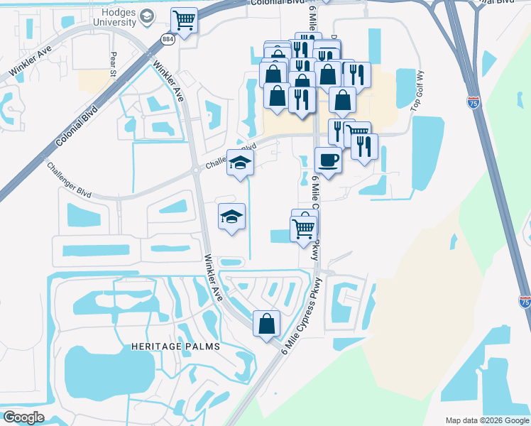 map of restaurants, bars, coffee shops, grocery stores, and more near 8416 Bernwood Cove Loop in Fort Myers