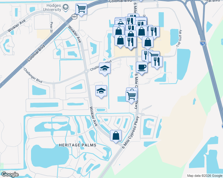 map of restaurants, bars, coffee shops, grocery stores, and more near 8416 Bernwood Cove Loop in Fort Myers