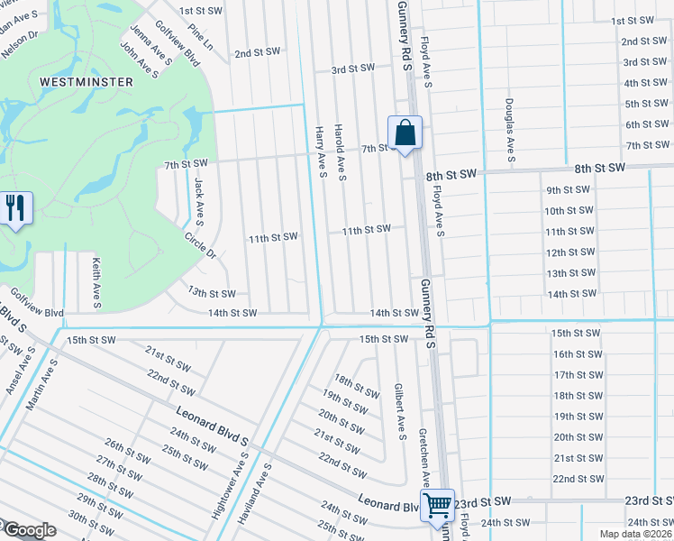 map of restaurants, bars, coffee shops, grocery stores, and more near 1126 Harold Avenue South in Lehigh Acres