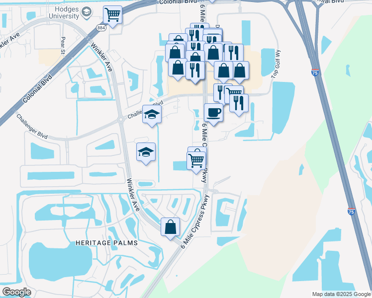 map of restaurants, bars, coffee shops, grocery stores, and more near 8546 Bernwood Cove Loop in Fort Myers