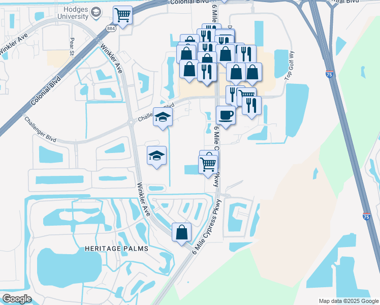 map of restaurants, bars, coffee shops, grocery stores, and more near 8546 Bernwood Cove Loop in Fort Myers