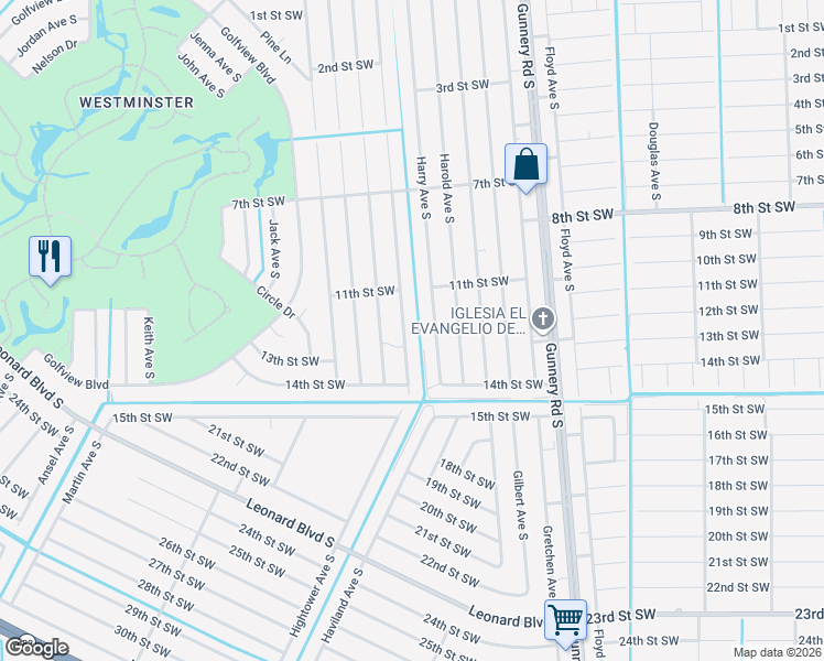 map of restaurants, bars, coffee shops, grocery stores, and more near 1125 Hightower Avenue South in Lehigh Acres