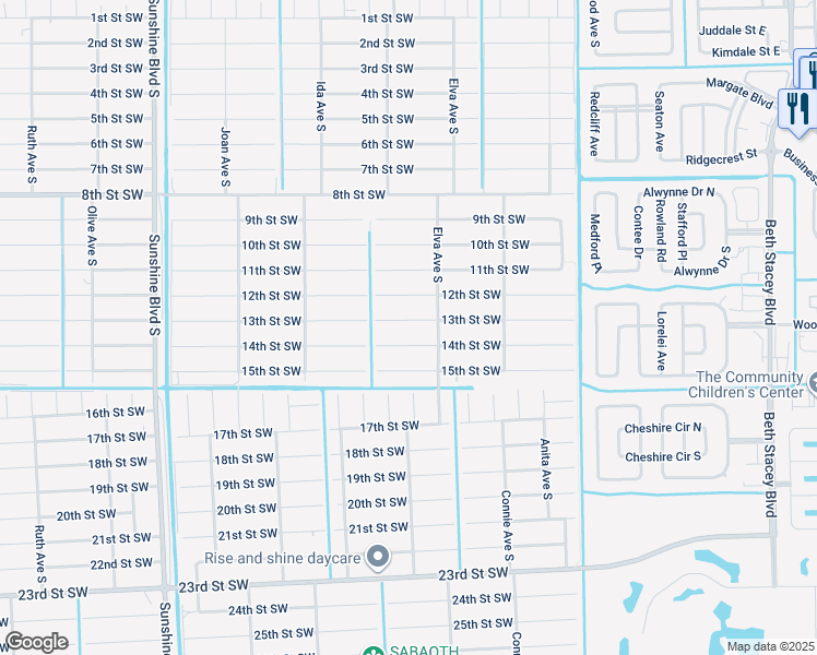map of restaurants, bars, coffee shops, grocery stores, and more near 2706 14th Street Southwest in Lehigh Acres