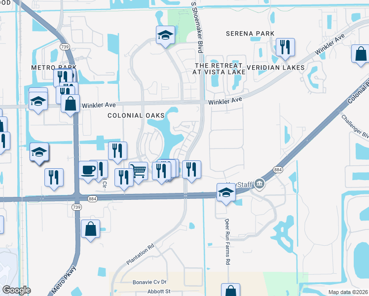 map of restaurants, bars, coffee shops, grocery stores, and more near 4281 Bellasol Circle in Fort Myers